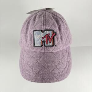 MTV Quilted Fleece Ball Cap Adjustable Strap Hat Lavender Unisex New With Tags